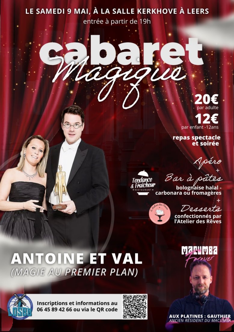 🎭 Une soirée cabaret magique à Leers : réservez votre 9 mai ! 🎭